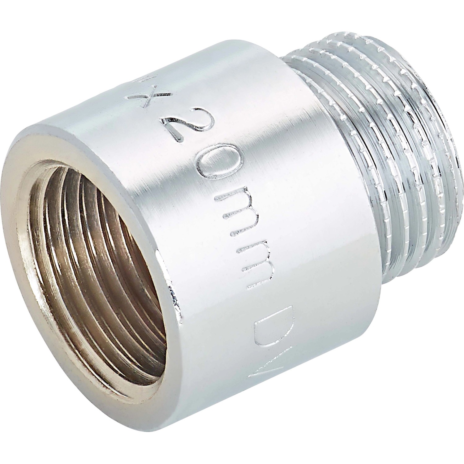 Verchromte Hahnverlängerung aus Messing, 18,6/21 mm, 20 mm Länge für Gewindefittings.