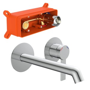 Schütte Waschtischarmatur Los Angeles für Wandmontage in Chrom, mit Unterputz-Box.