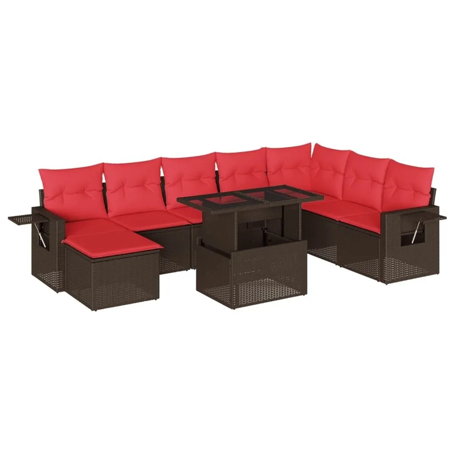 vidaXL 9-Tlg Gartensofa-Set mit Kissen Braun Polyrattan 3268104 günstig online kaufen