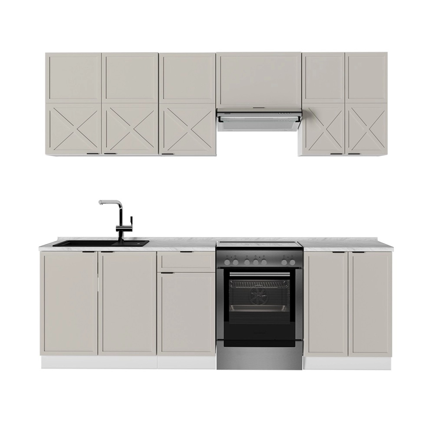 Vicco Fame-Line Küchenzeile GrauBeige/Weiß 240 cm AP Anthrazit günstig online kaufen