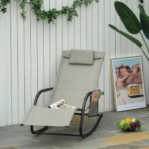 Outsunny Schaukelstuhl Metall Atmungsaktives Mesh 150L x 62B x 88H cm Hellgrau