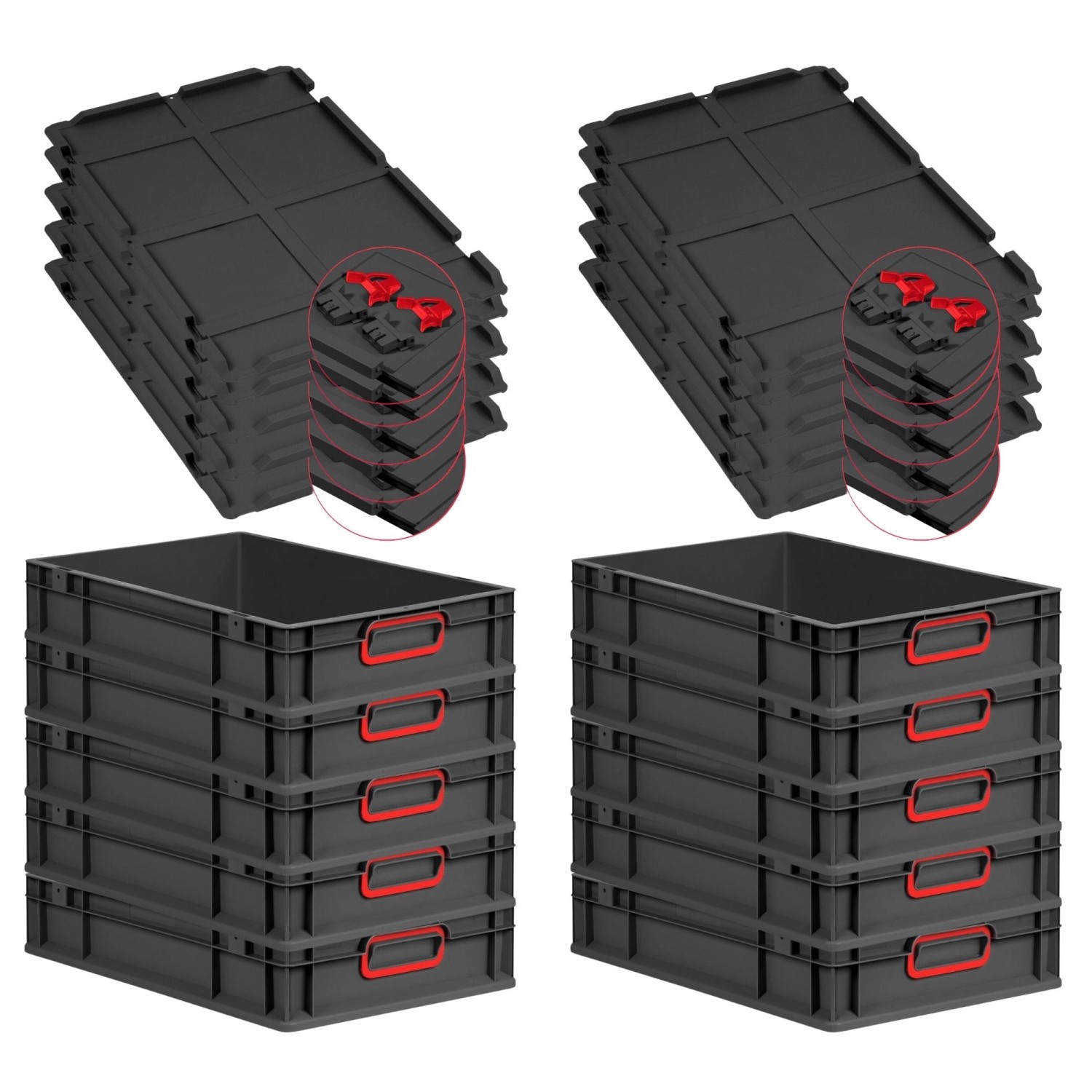 PROREGAL SuperSparSet 10x Eurobox Nextgen Color Mit Scharnierdeckel HxBxT 1 günstig online kaufen