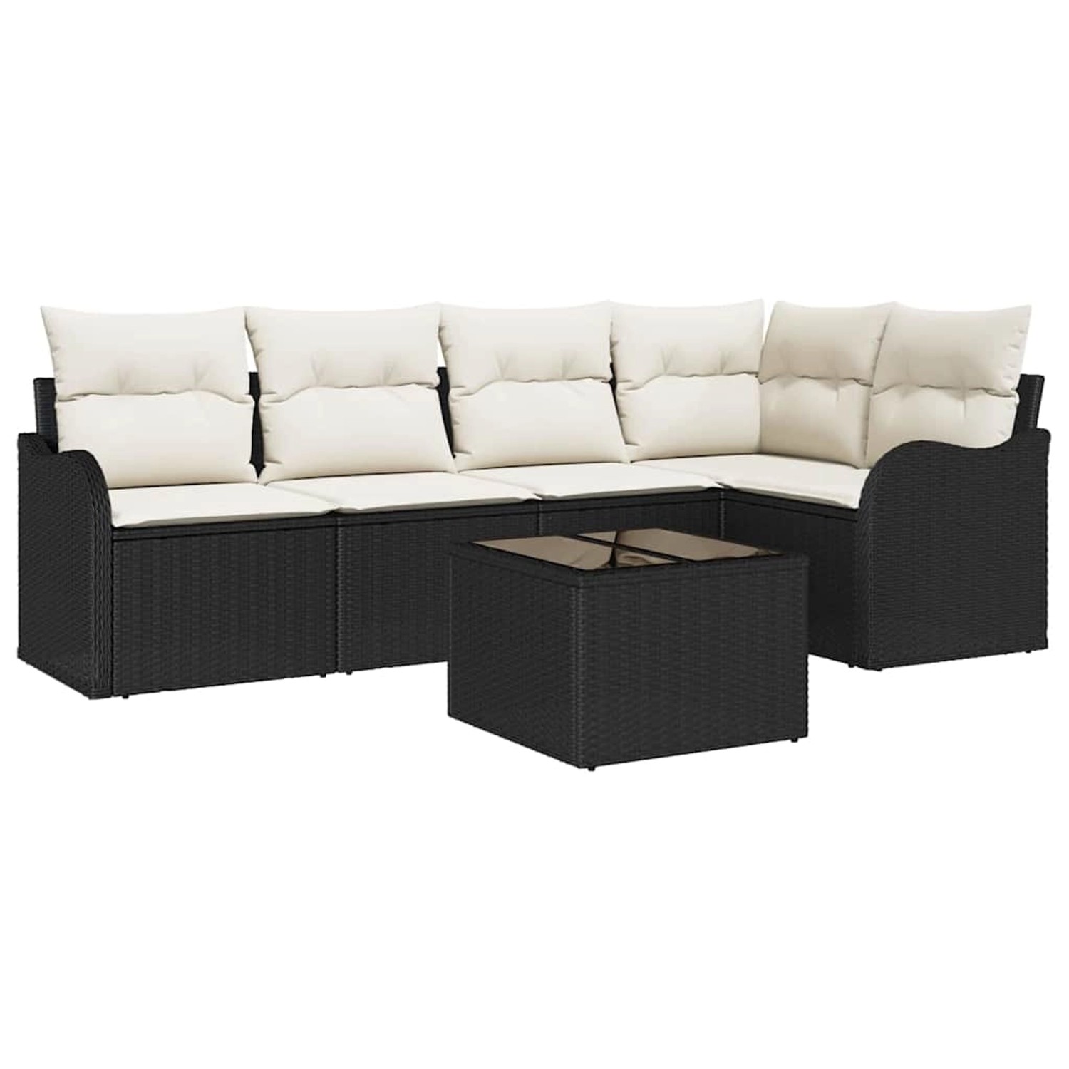 vidaXL Garten-Sofa-Set mit Kissen 6-Tlg Schwarz Poly Rattan 3345707 günstig online kaufen