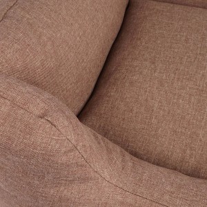 Detailaufnahme: Knuffelwuff Hundebett Lotte Velours XXL, lichtbraunes Hundekörbchen.