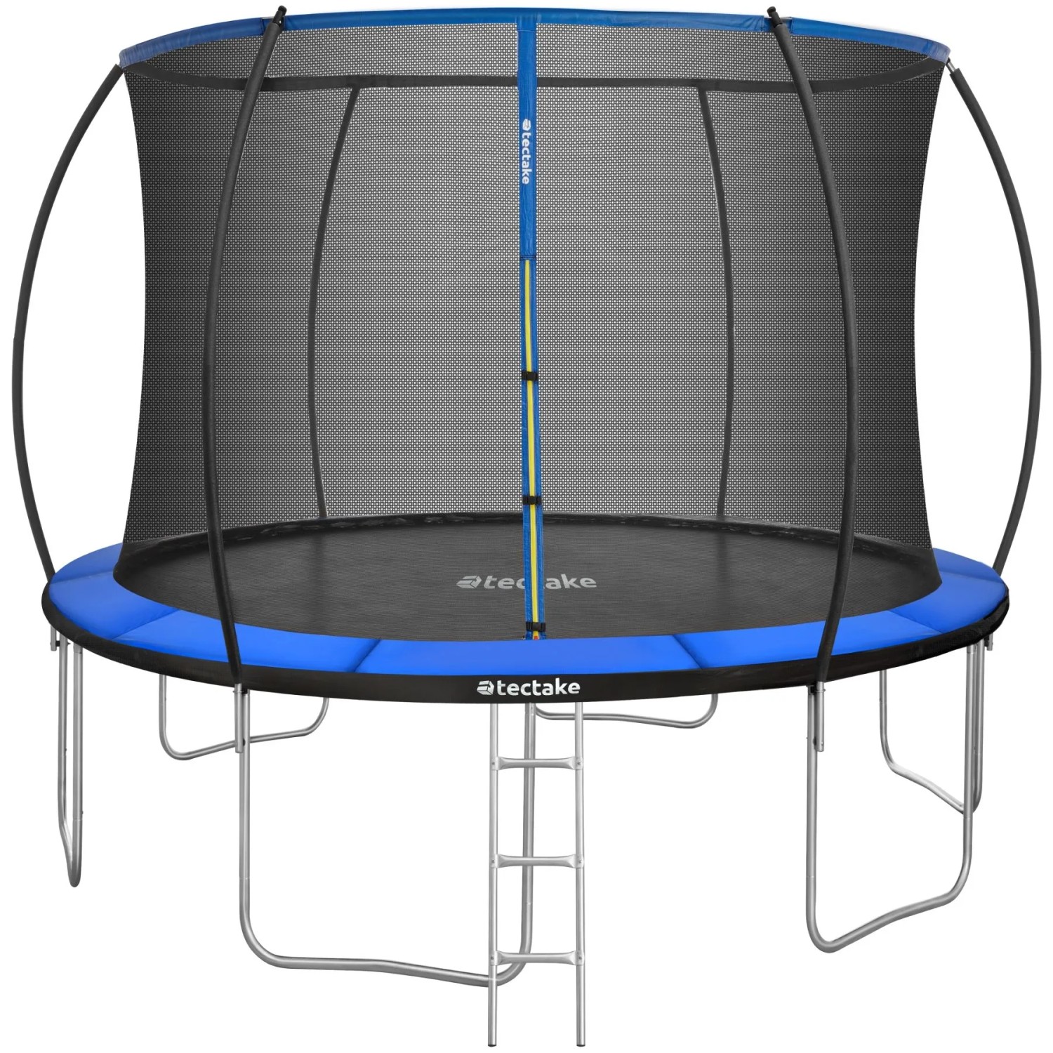 Tectake Trampolin Jumpy Ø 366 cm  Gs Zertifiziert Mit Sicherheitsnetz  394 x 394 x 275 cm Schwarz Blau