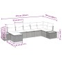 vidaXL Gartenmöbel-Set, 7-teilig, schwarz, Poly Rattan, mit Maßen. Ideal für Terrasse und Garten.