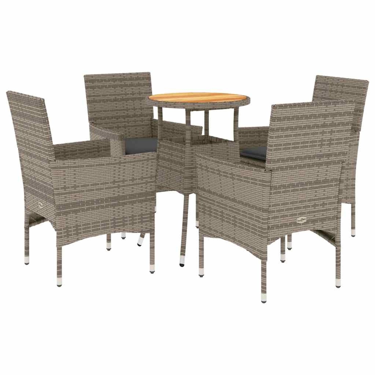 vidaXL 5-Tlg Garten-Essgruppe mit Kissen Grau Poly Rattan Akazie 3278732 günstig online kaufen