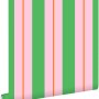 ESTAhome Vliestapete mit vertikalen Streifen in Grün, Rosa und Orange. Dekorative Wandtapete für modernes Wohnen.