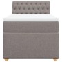 Boxspringbett Taupe (90x190 cm) mit Matratze und Topper. Stoffbezug, Knopfheftung am Kopfteil.