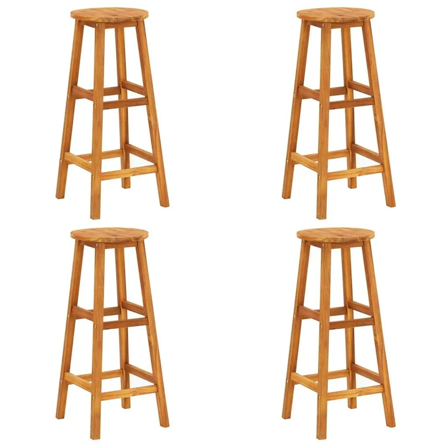 DELUKE Barhocker DENI 4er Set Massivholz Akazie Barstühle Küchenhocker Thekenhocker Für Küche Hausbar