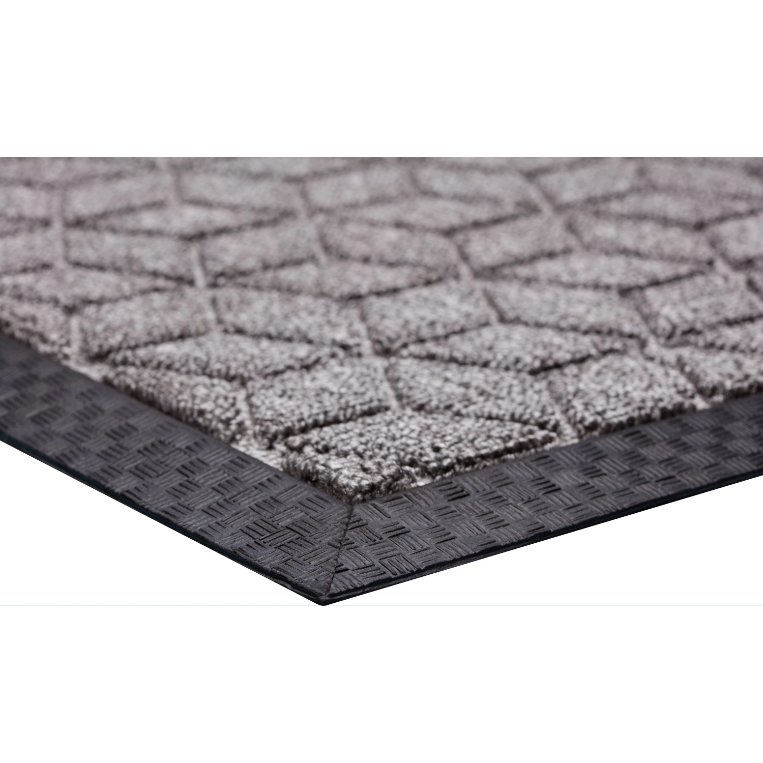 Graue OBI Fußmatte Textur, 40x60 cm, mit rutschfestem Rücken und Gummirand. Ideal für den Innenbereich.