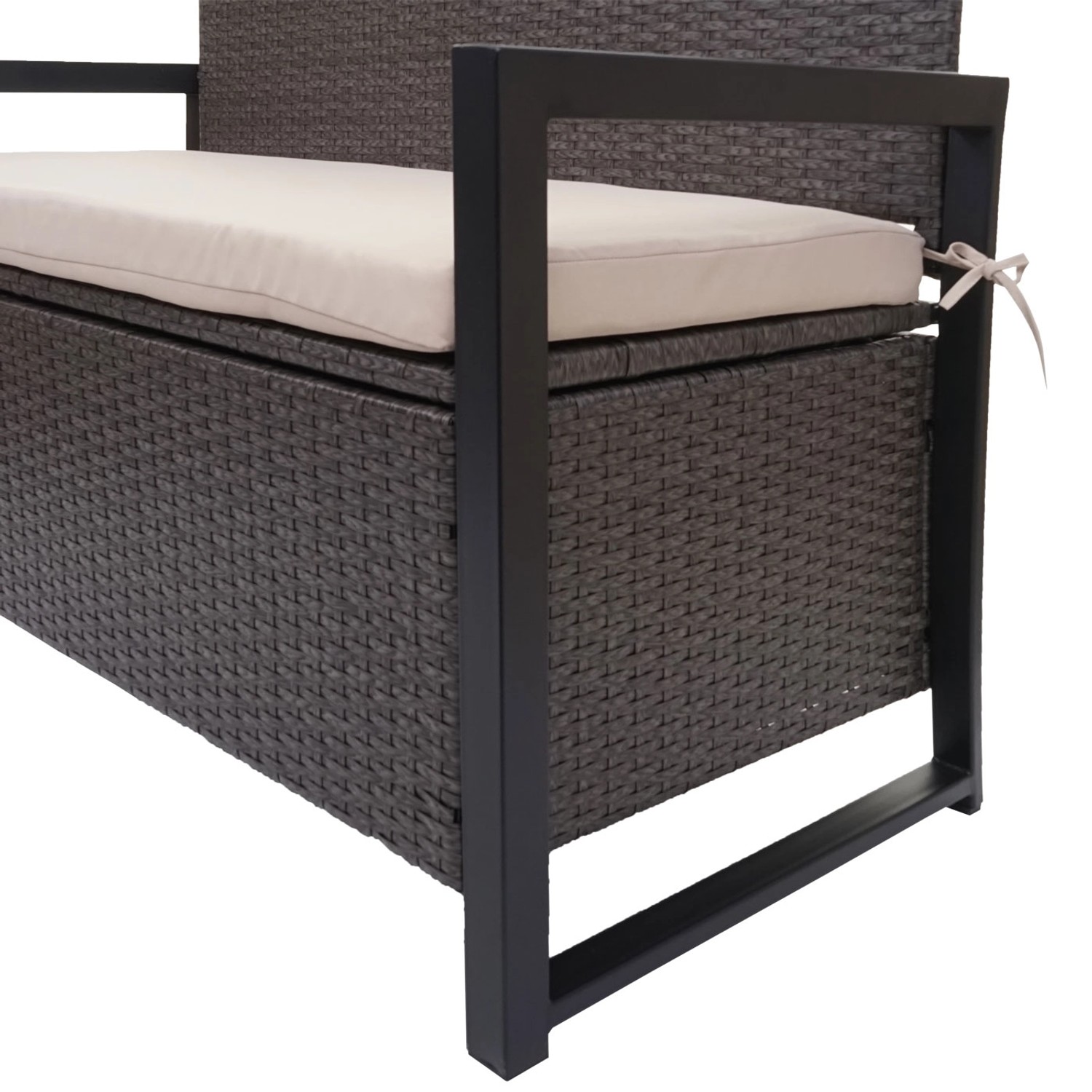 MCW Poly-Rattan 2er Sitzbank F39 Grau Kissen beige kaufen bei OBI