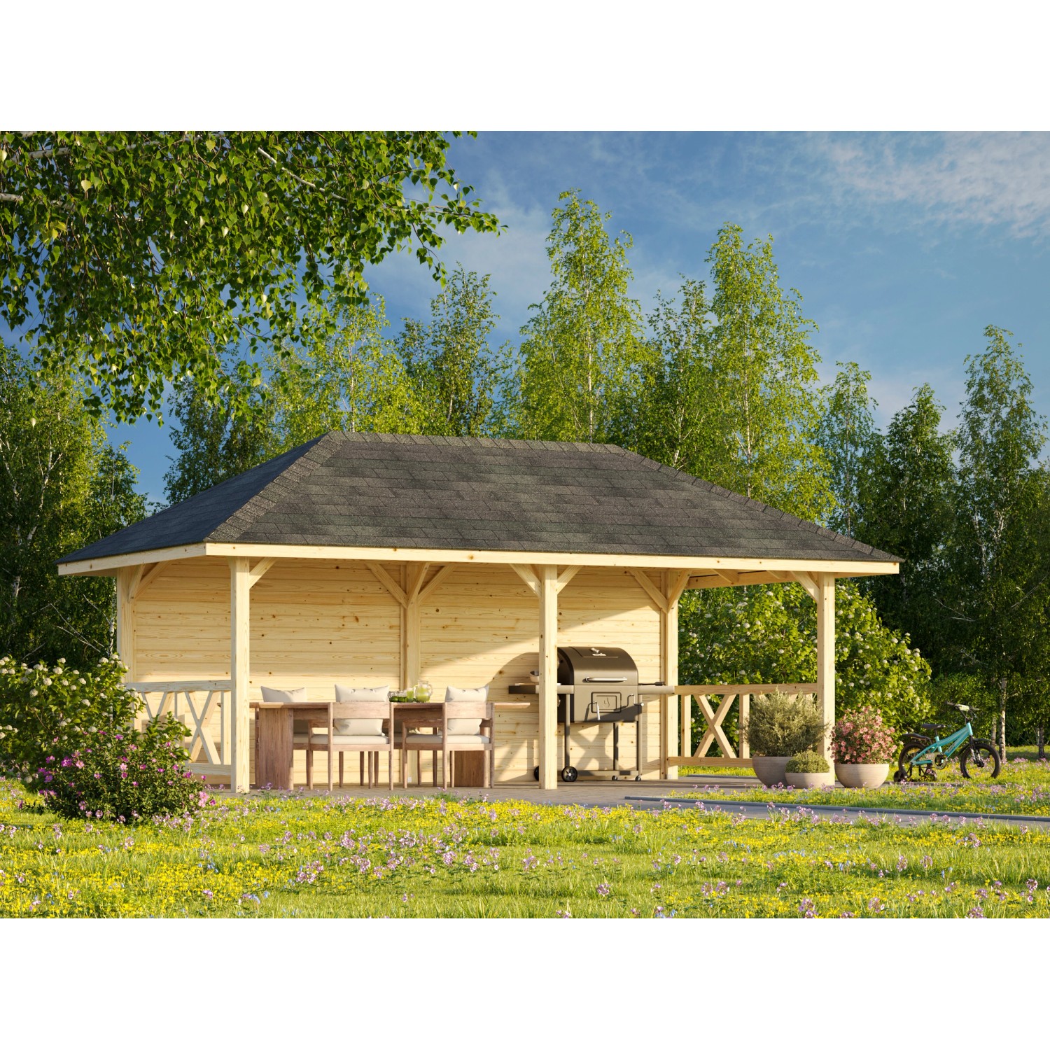 Palmako Pavillon Bianca Set 108 588 x 300 cm Lackiert Weiß FSC® günstig online kaufen