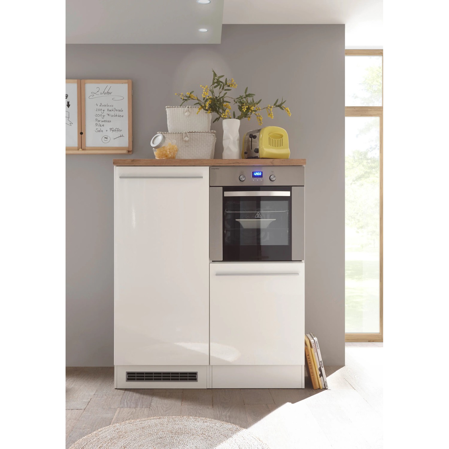 Respekta Premium Küchenzeile 320 cm in Weiß Hochglanz mit Backofen.
