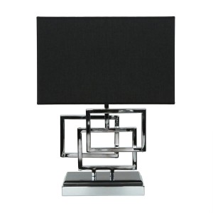 EASYLIGHT Beistelllampe Schwarz Silber 49 cm Hoch Stoff Metall E27