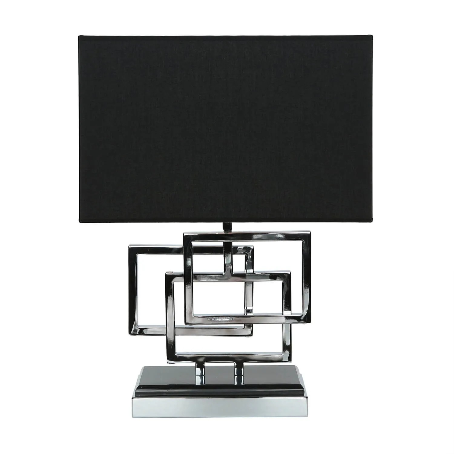 EASYLIGHT Beistelllampe Schwarz Silber 49 cm Hoch Stoff Metall E27