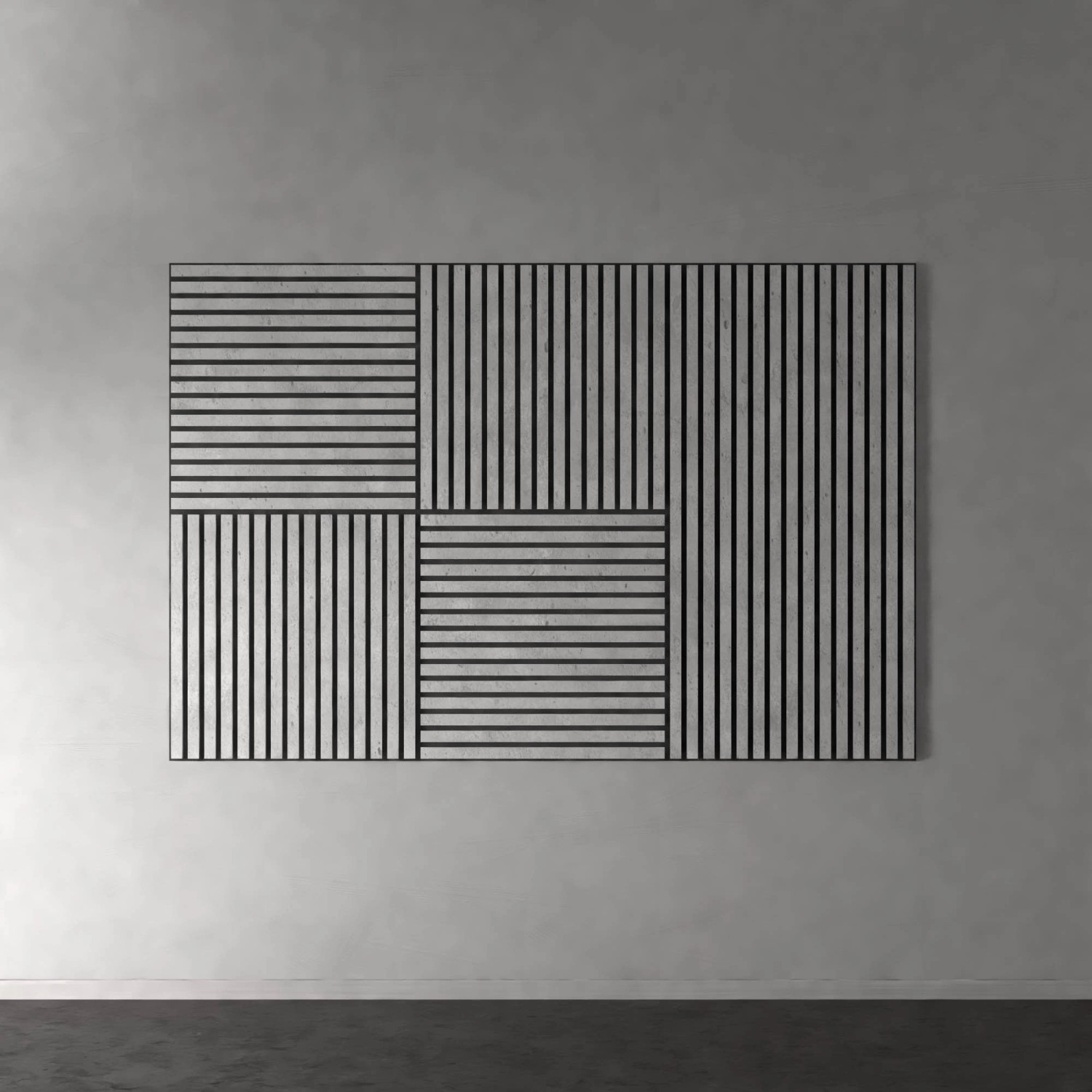 DenPanels Akustikpaneel Betongrau, 120x60 cm. Schallabsorbierendes Wandpaneel im Beton-Look.