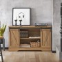 SoBuy Sideboard FSB60-BR in Braun mit Schiebetüren, genutzt als TV-Schrank im Wohnzimmer.
