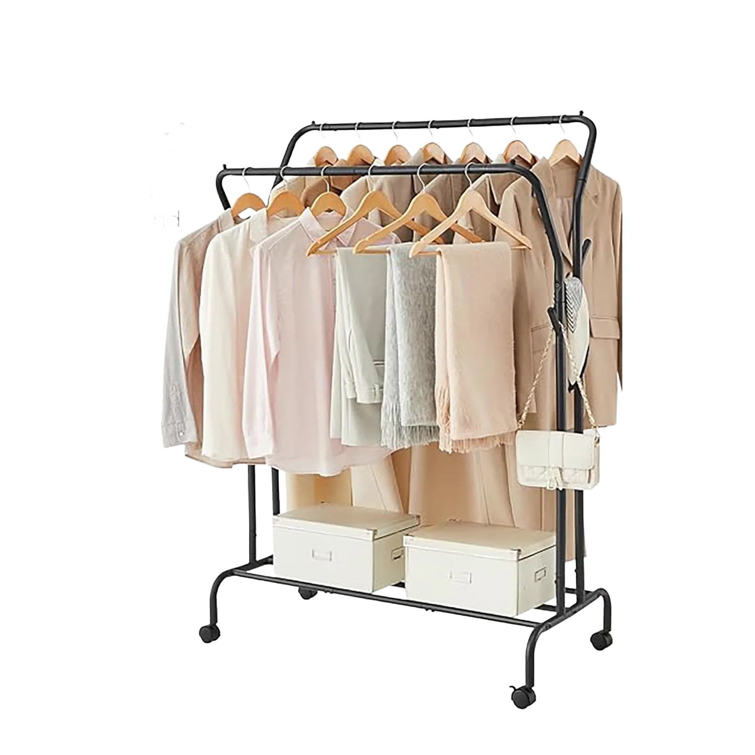 Songmics Kleiderständer Pataye mit Rollen Schwarz