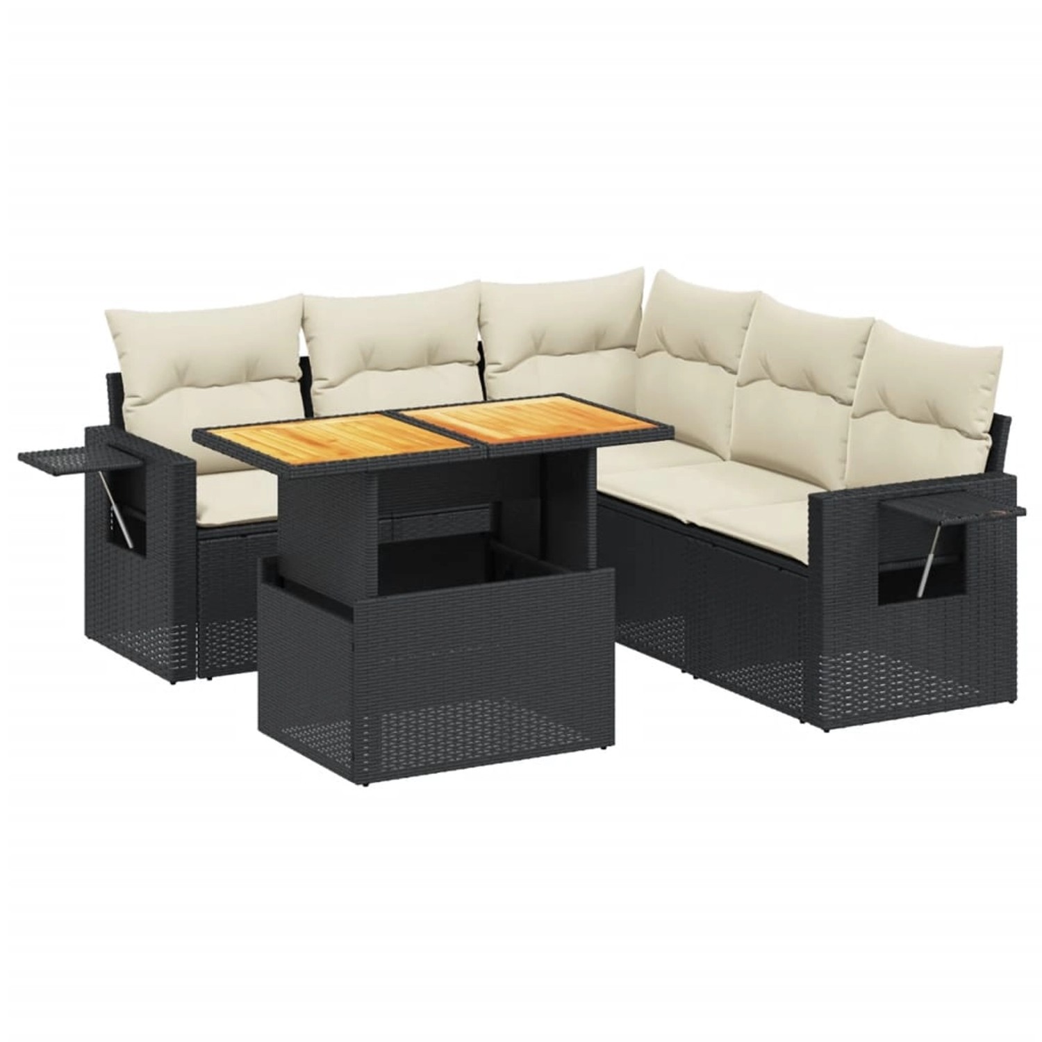 vidaXL 6-Tlg Garten-Sofagarnitur mit Kissen Schwarz Poly Rattan 3271749 günstig online kaufen