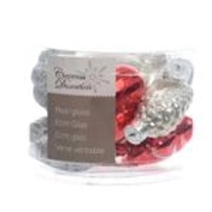 Kaemingk Weihnachtsbaumkugeln Glas Blueten Sterne Herzen Zapfen in einer roten Farbe 12 Stueck