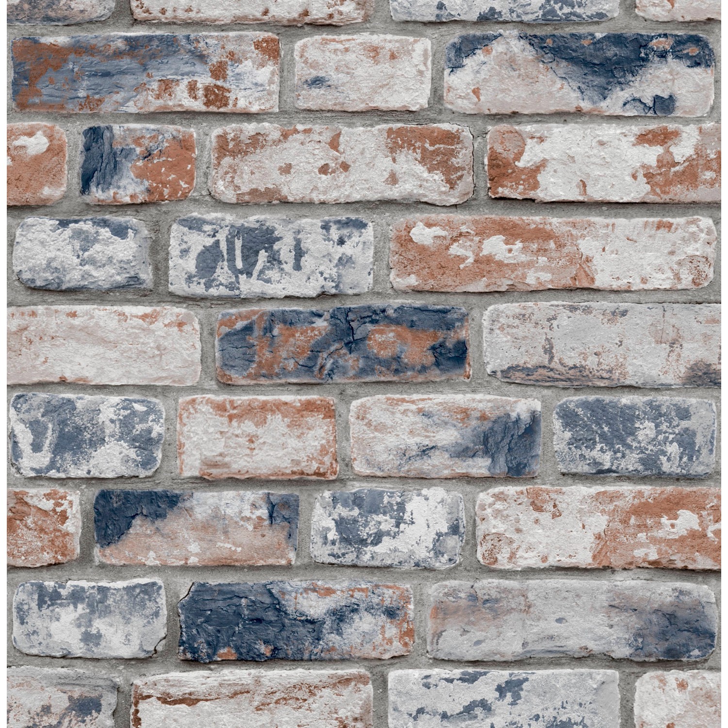 Papiertapete Fresco Backsteinwand Rot-Blau