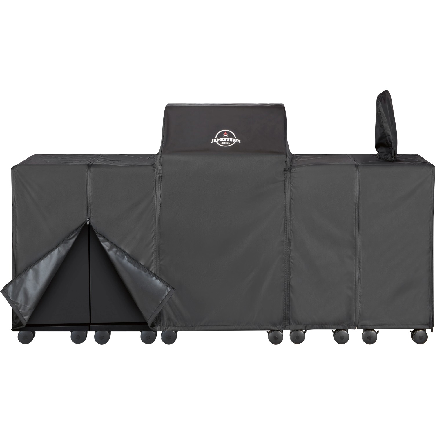 Schwarze Jamestown Grill-Abdeckhaube für 4-Brenner Gasgrill Knox mit/ohne Unterschrank.