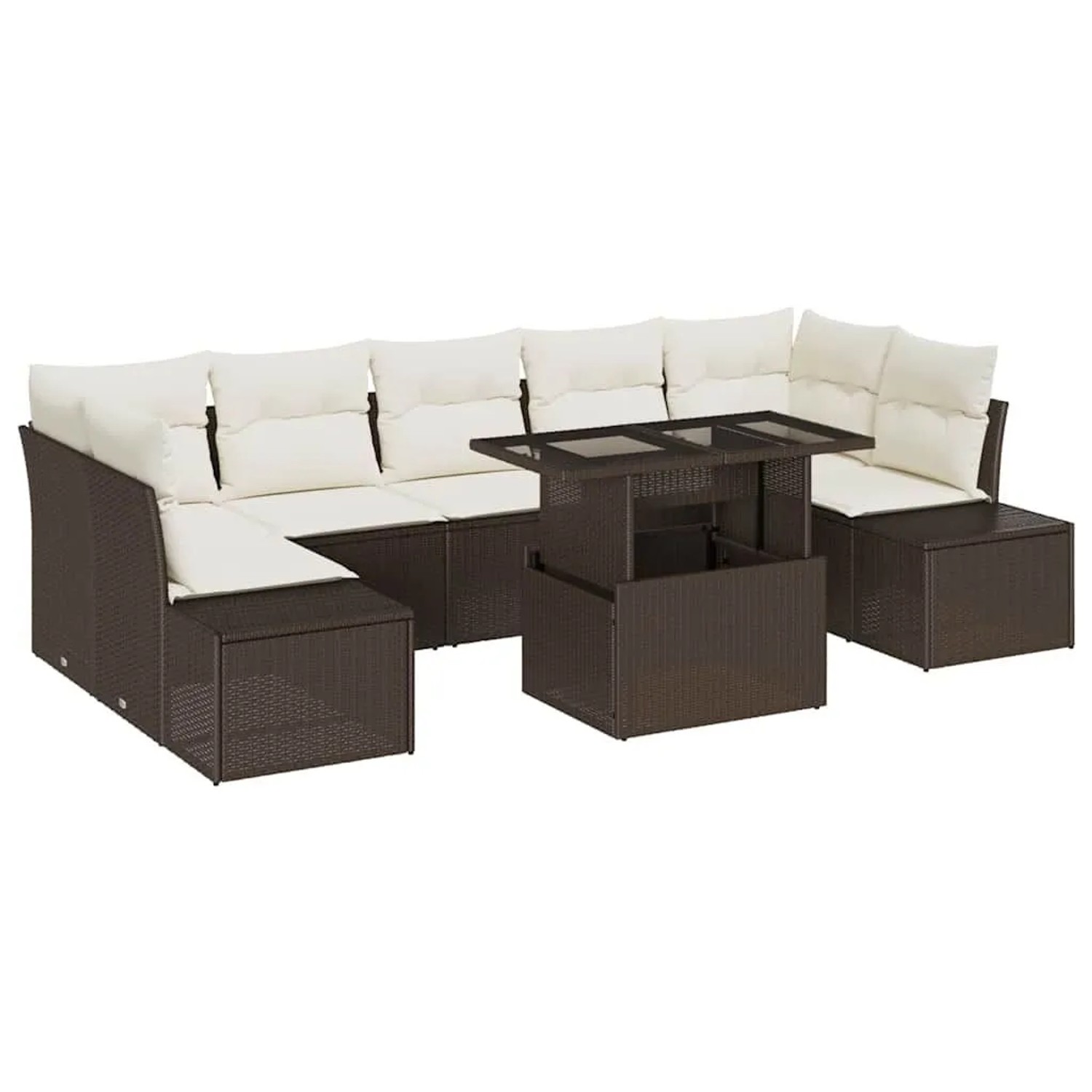 vidaXL Garten-Sofa-Set mit Kissen 8-Tlg Braun und Creme 3357871