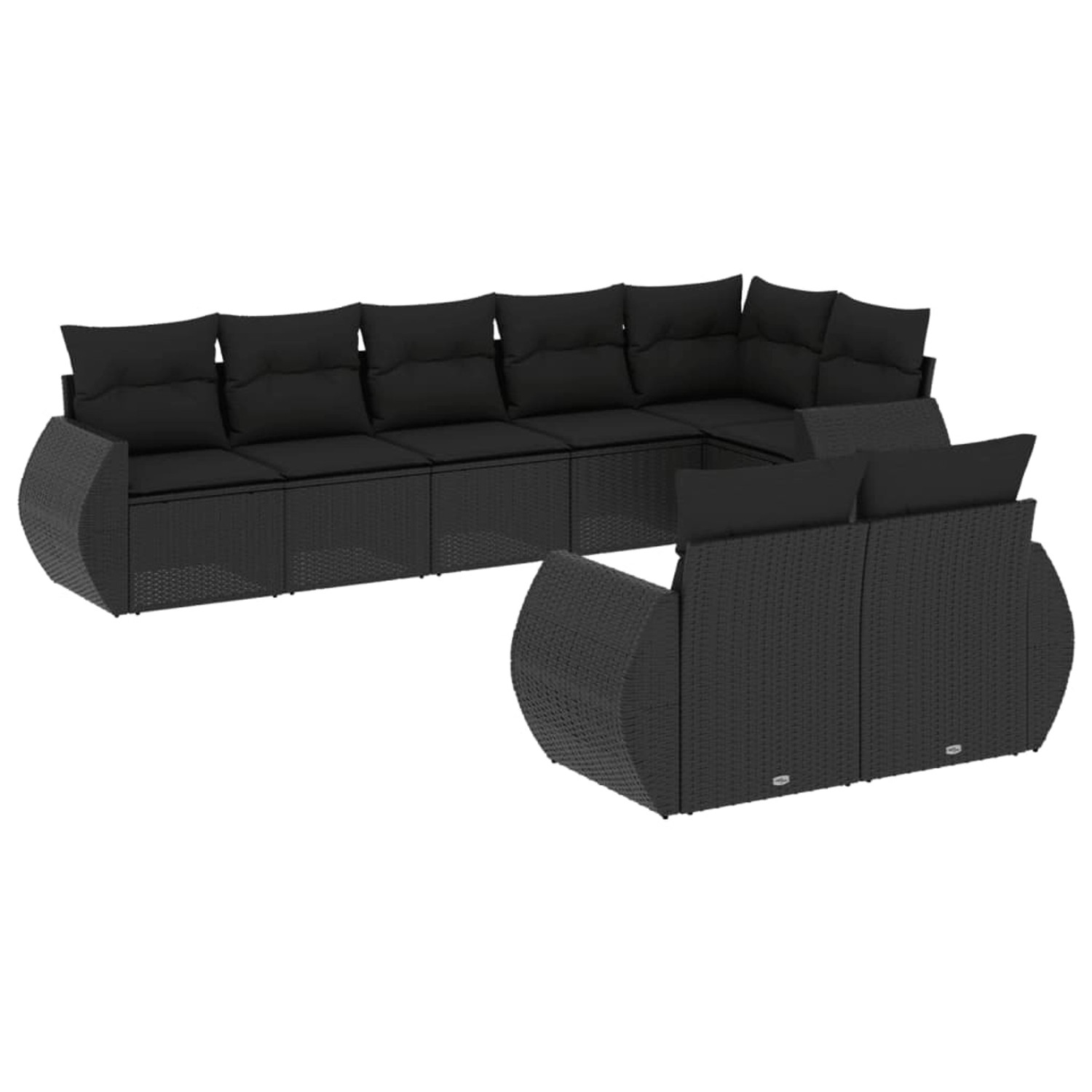 vidaXL 8-tlg Garten-Sofagarnitur mit Kissen Schwarz Poly Rattan Modell 99 günstig online kaufen