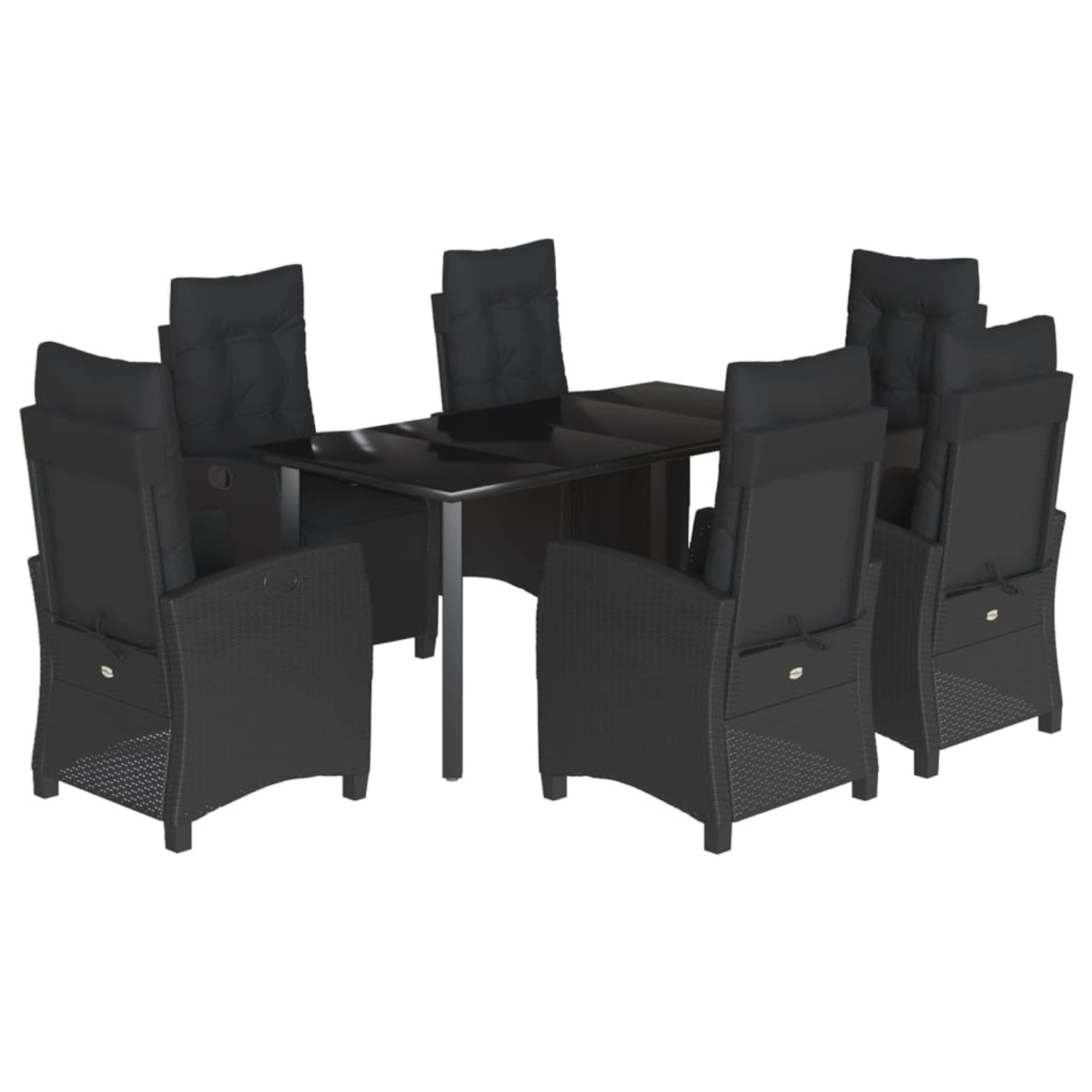 vidaXL 7-Tlg Garten-Essgruppe mit Kissen Schwarz Poly Rattan 3212971 günstig online kaufen