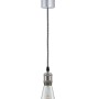 URail Universal Pendel Adapter in Chrom matt für Schienensysteme, mit montierter Glühbirne.