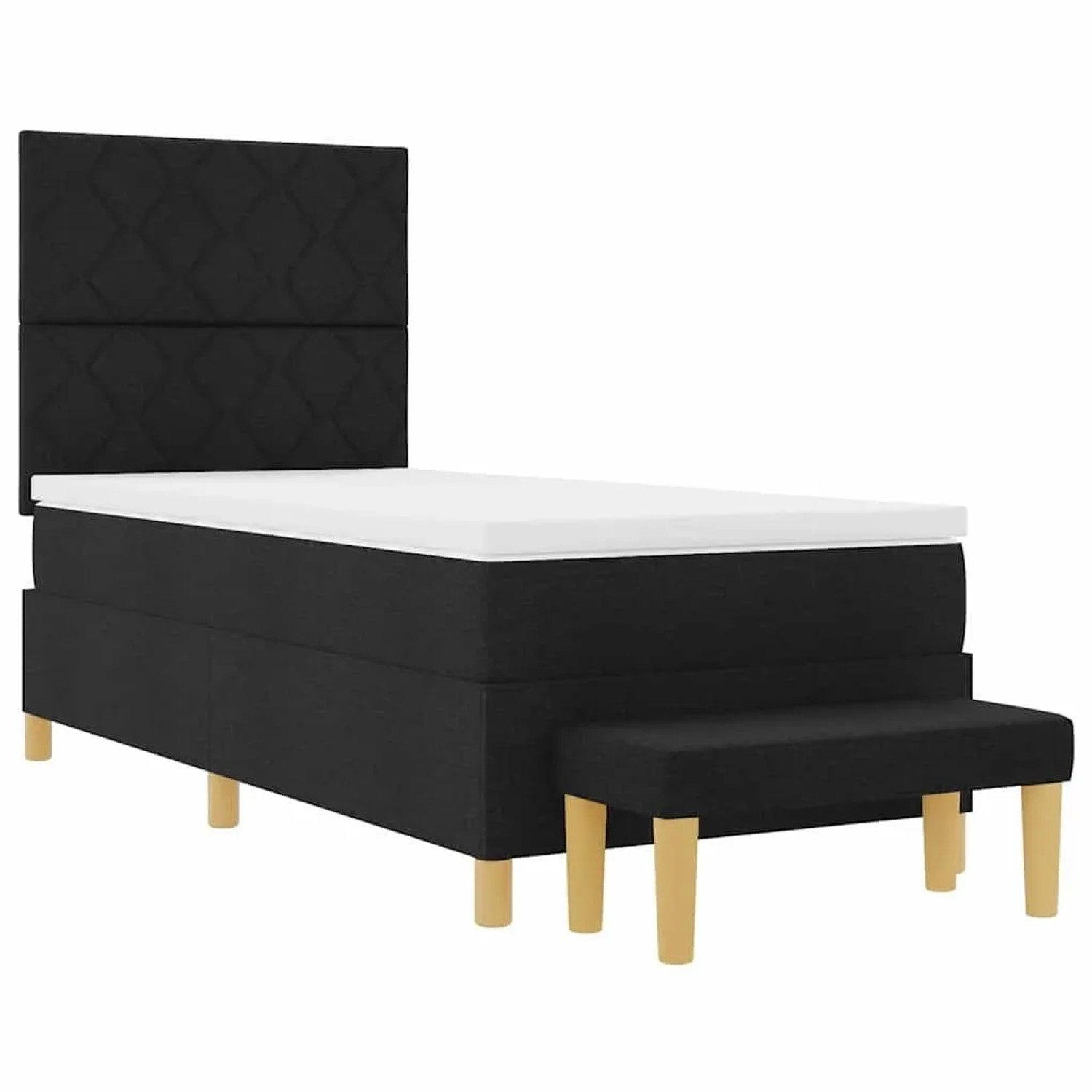 vidaXL Boxspringbett mit Matratze Schwarz 100 x 200 cm Stoff 3344354 günstig online kaufen