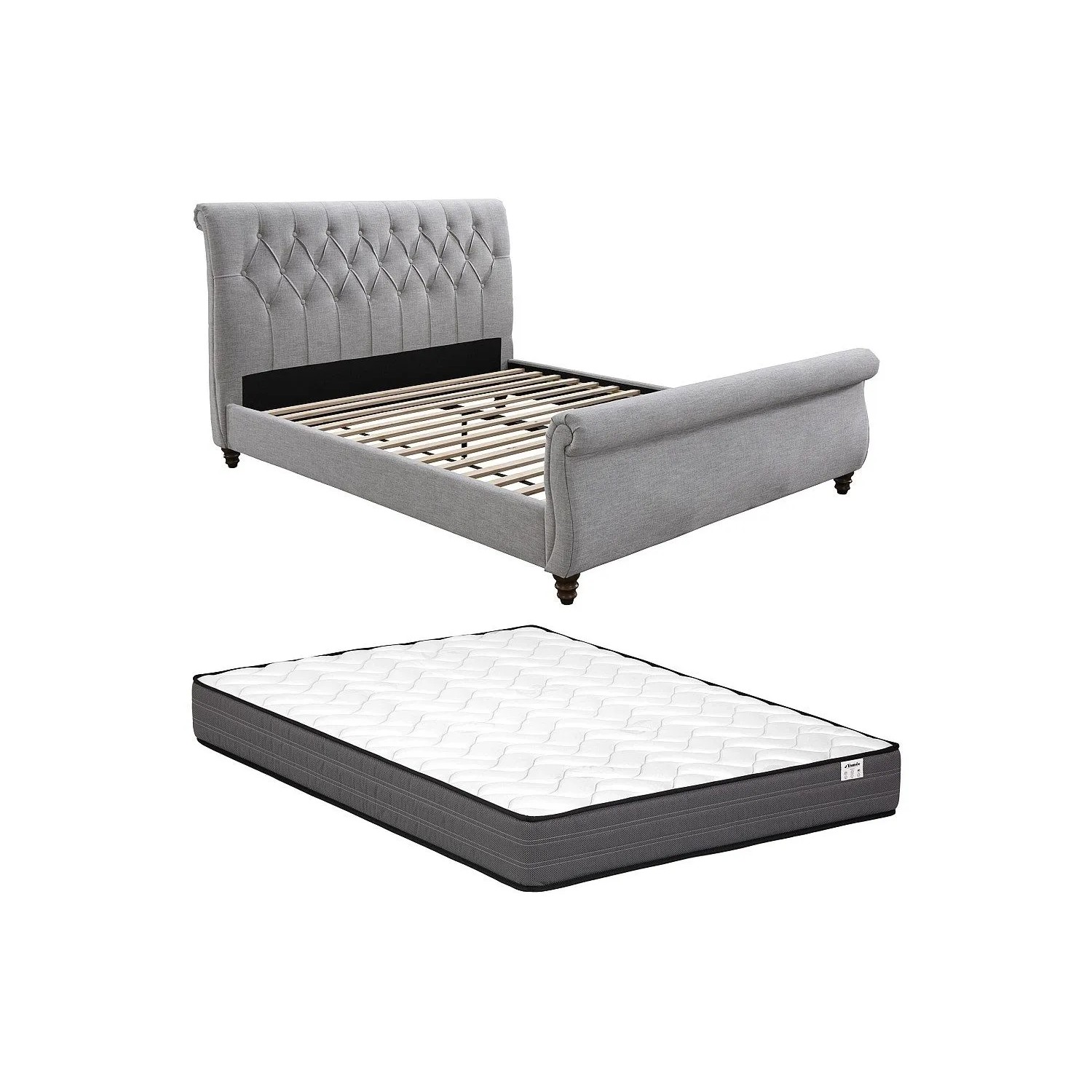 Vente-unique Bettrahmen Balansano Grau 151 cm