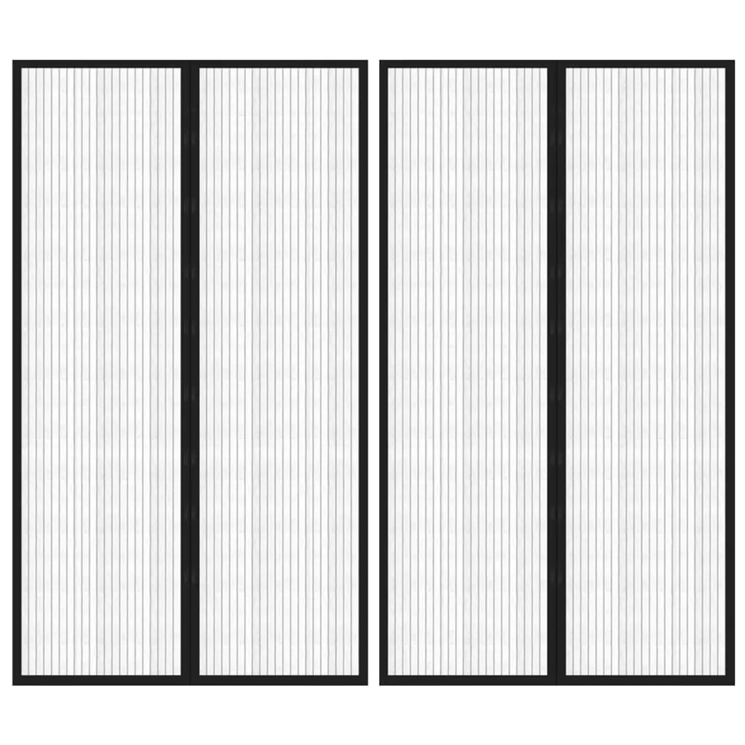 vidaXL Fliegengitter-Türvorhänge 2 Stk Magnet Schwarz 200x80 cm 314685