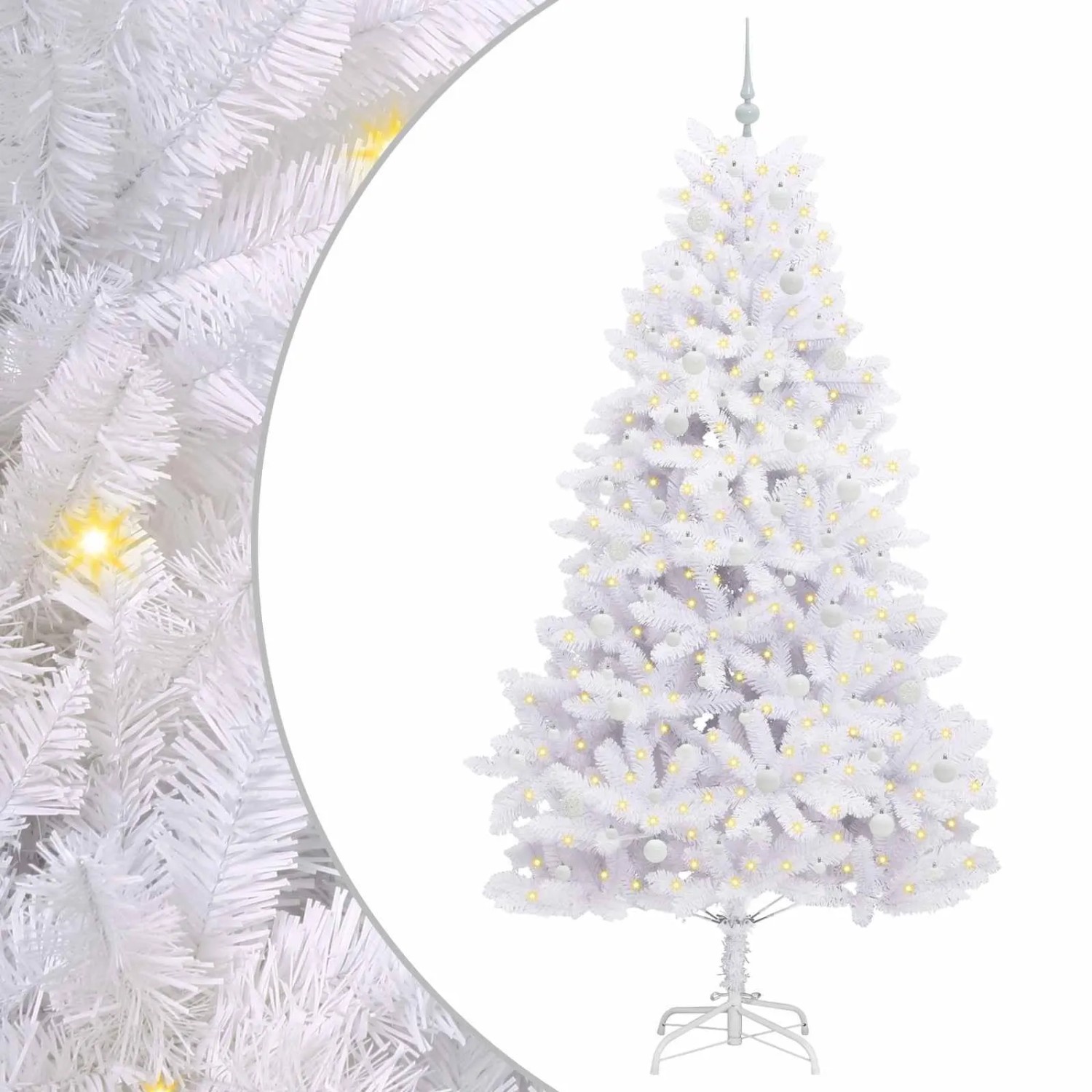 vidaXL Künstlicher Klappbarer Weihnachtsbaum Weiß 240 cm PVC und Stahl 3426615