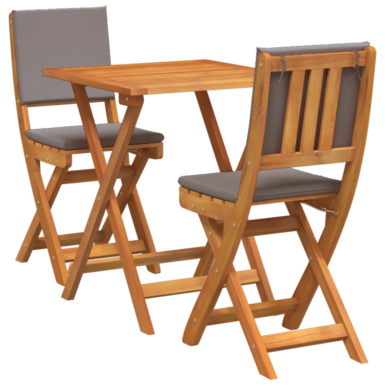 vidaXL 3-Teiliges Klapp-Bistro-Set mit Kissen Massivholz Akazie 4105511