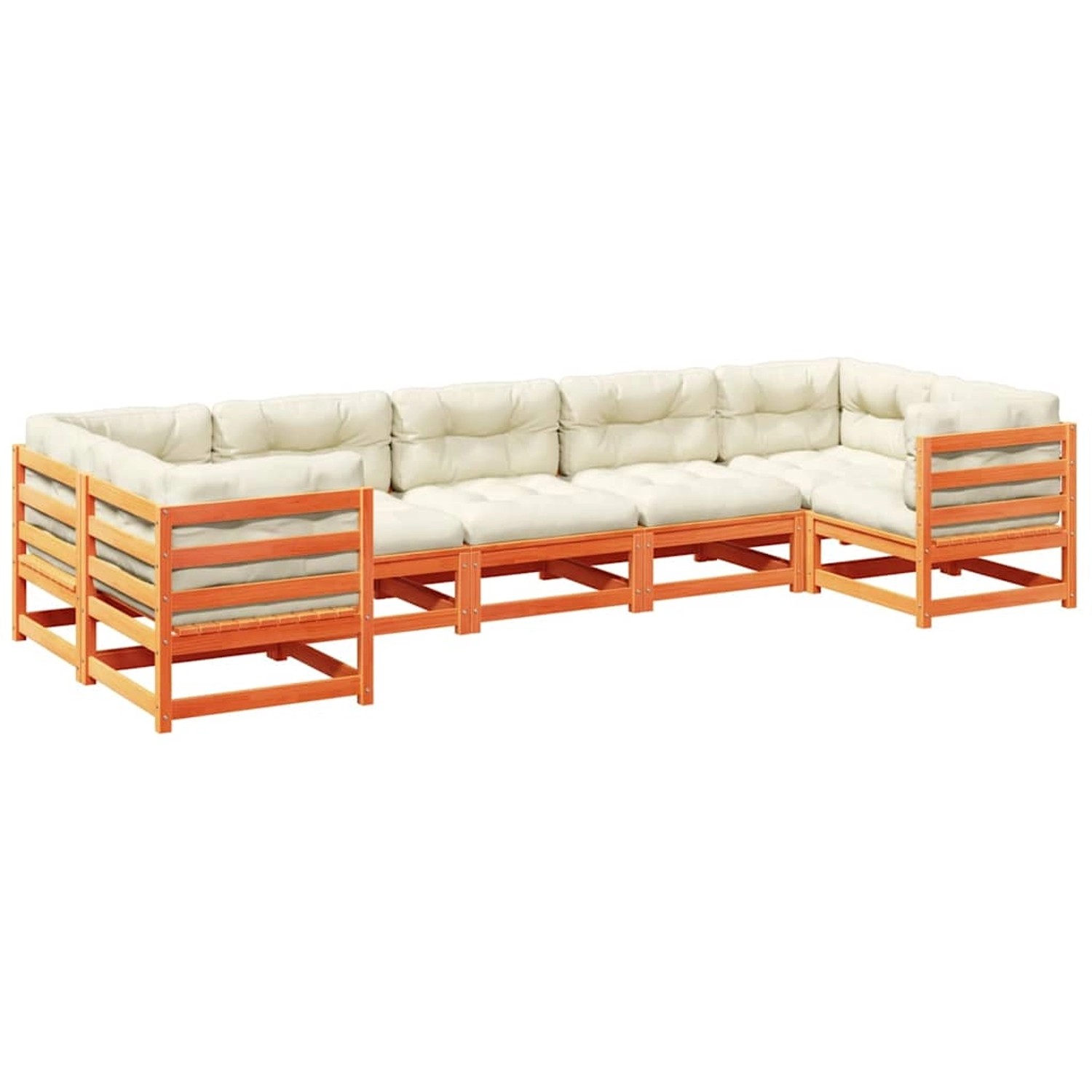 vidaXL 7-Tlg Garten-Sofagarnitur mit Kissen Wachsbraun Kiefernholz 3299619 günstig online kaufen