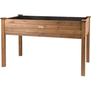 needs&wants Hochbeet Growy1 aus Tannenholz, dunkelbraun, mit Füßen. Ideal für Garten, Terrasse oder Balkon.