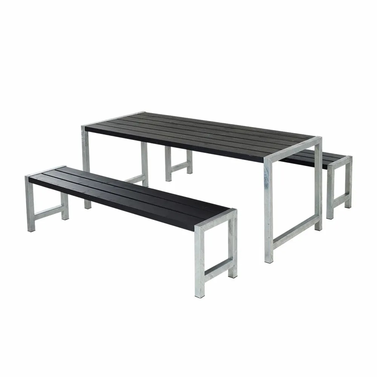 PLUS Gartensitzgruppe aus Holz 186 cm Schwarz Druckimprägniert Gartenmöbel Set