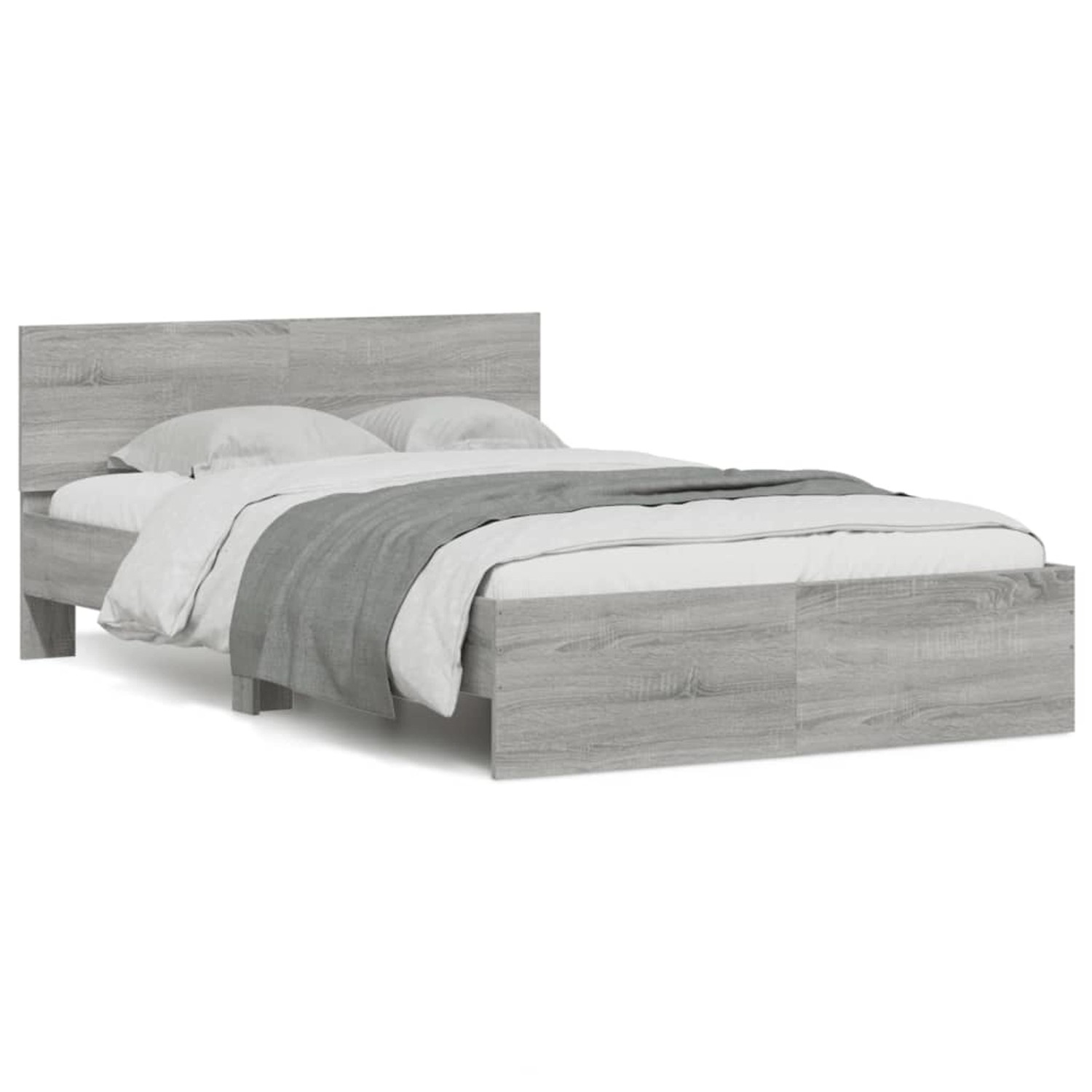 vidaXL Bettgestell mit Kopfteil Grau Sonoma 135x190 cm 3207509 günstig online kaufen