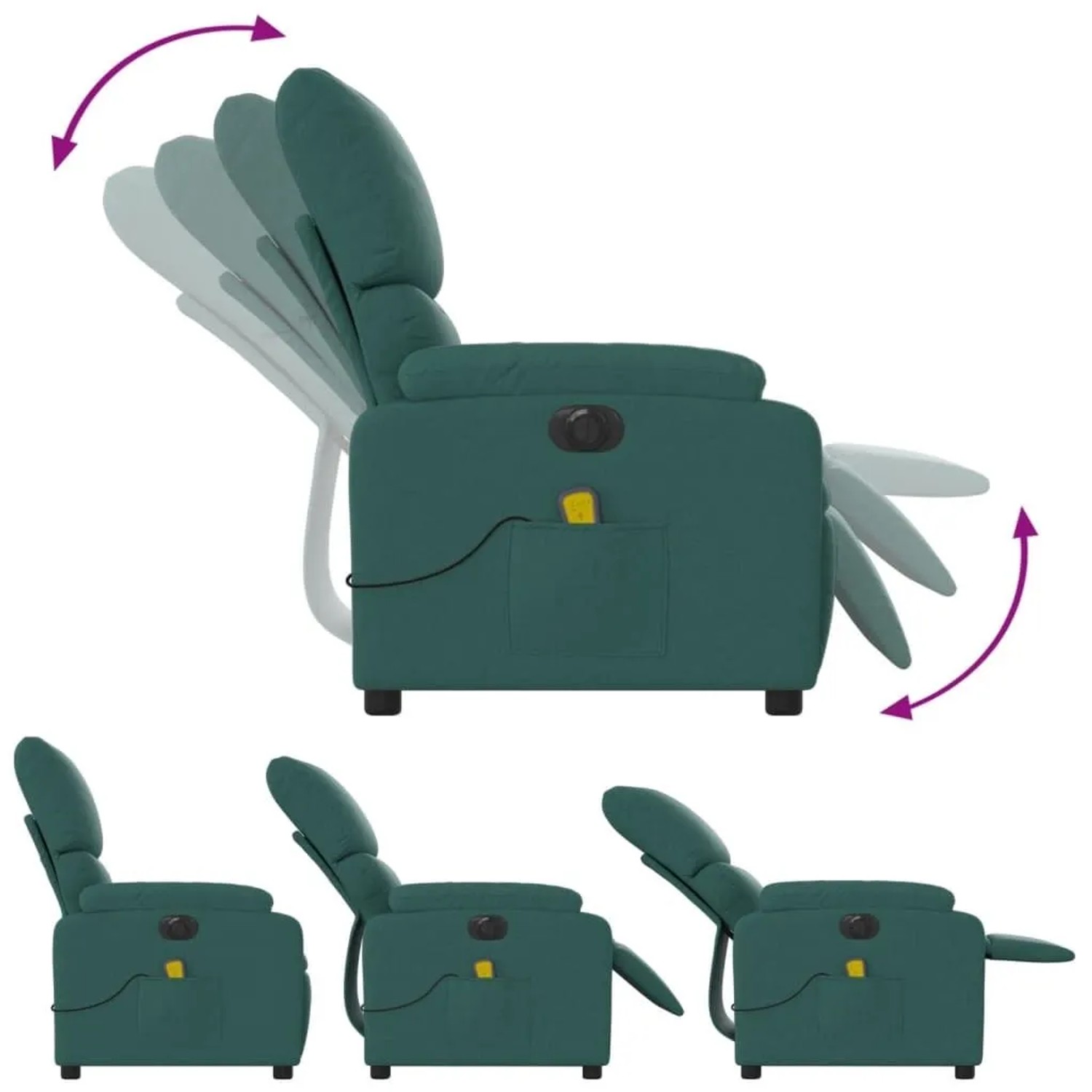 vidaXL Massagesessel Elektrisch Dunkelgrün Stoff 3204818_7