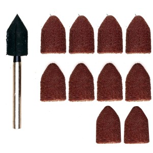 Proxxon Schleifkappenträger 9 mm mit 10 Schleifkappen (K80/K150) für Miniaturwerkzeuge.