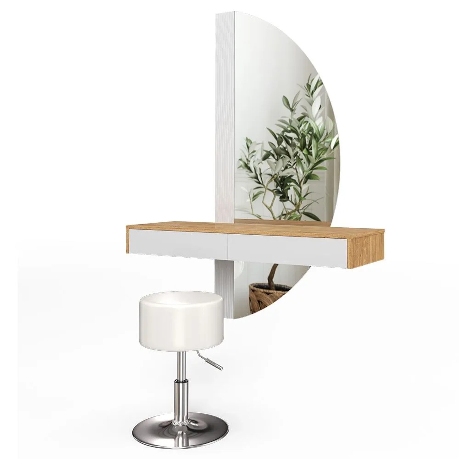 Vicco Schminktisch Melisa Weiß 120 x 161 mit LED-Spiegel und Hocker