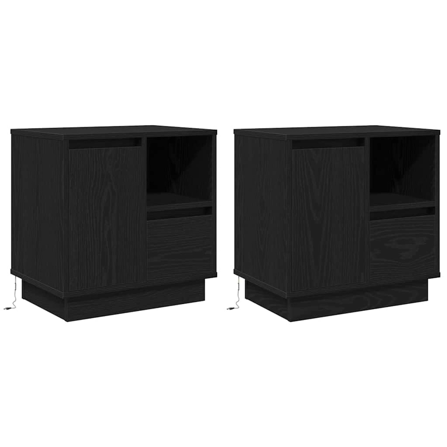 vidaXL Nachttisch mit 2 Stk Schwarz 50 x 34,5 x 50 cm Holzwerkstoff 869581 günstig online kaufen