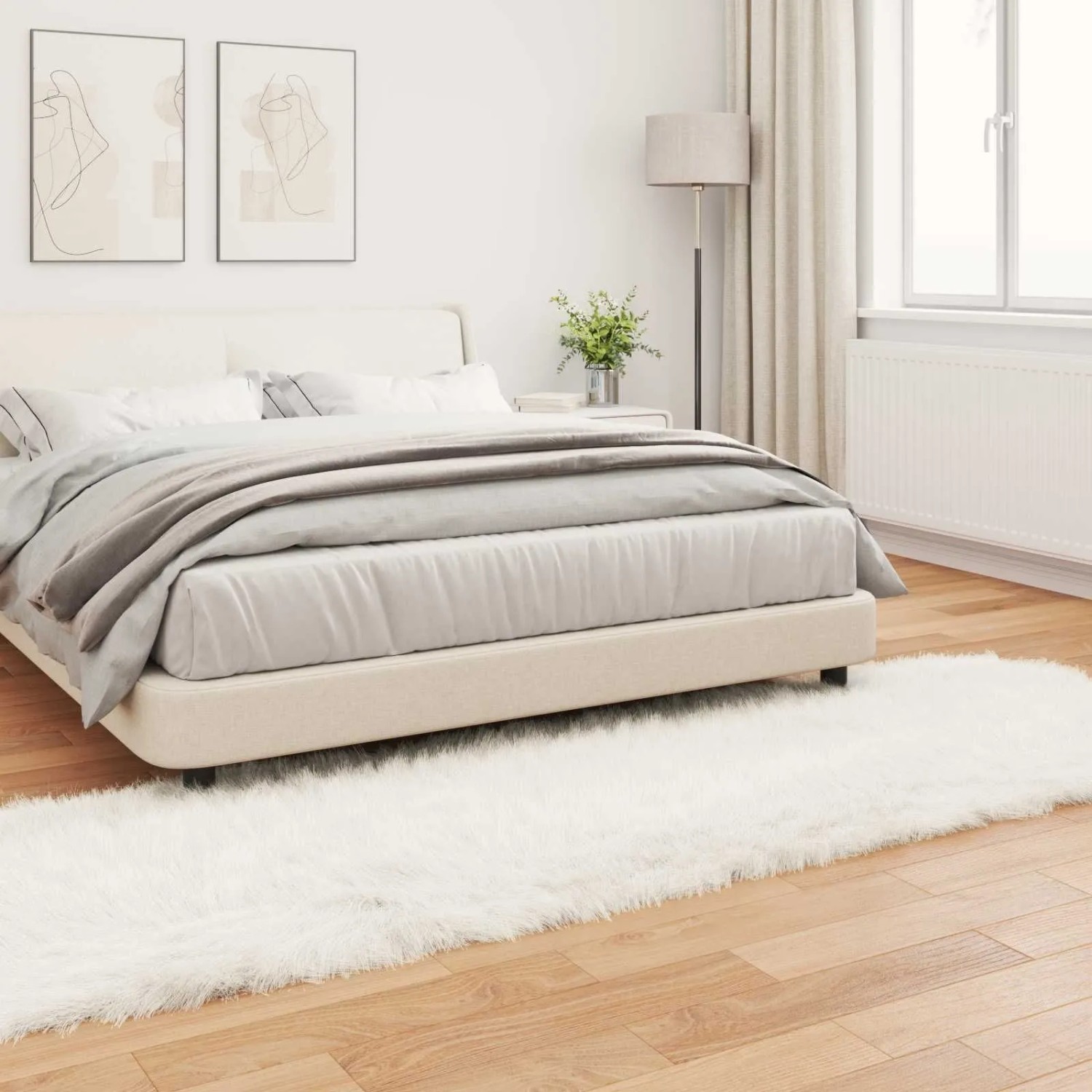 vidaXL Kunstschaffell Teppich Tafalla Weiß 80 x 250 cm Polyester 42021458_4