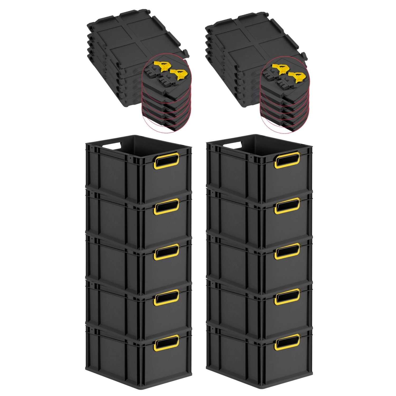 PROREGAL SuperSparSet 10x Eurobox Nextgen Color Mit Scharnierdeckel HxBxT 2 günstig online kaufen