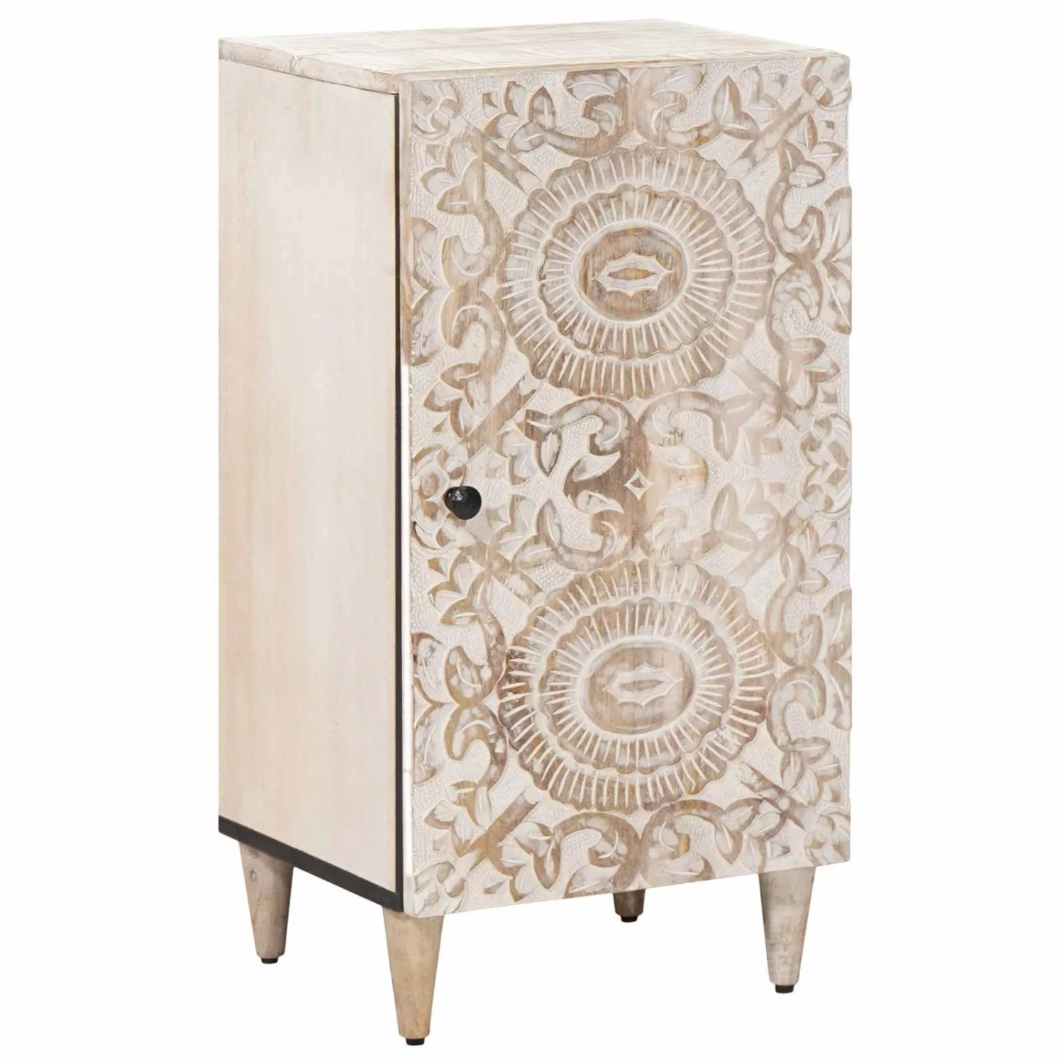 vidaXL Sideboard mit Speicher Weiß 40 x 33,5 x 75 cm Massivholz Mango 4018392