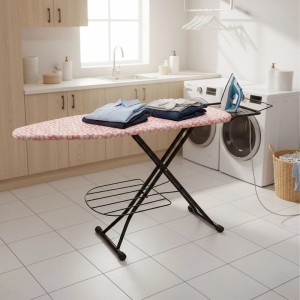 Relaxdays Bügelbrett Stahl Baumwolle Höhenverstellbar mit Bügeleisenablage 110 cm x 33 cm