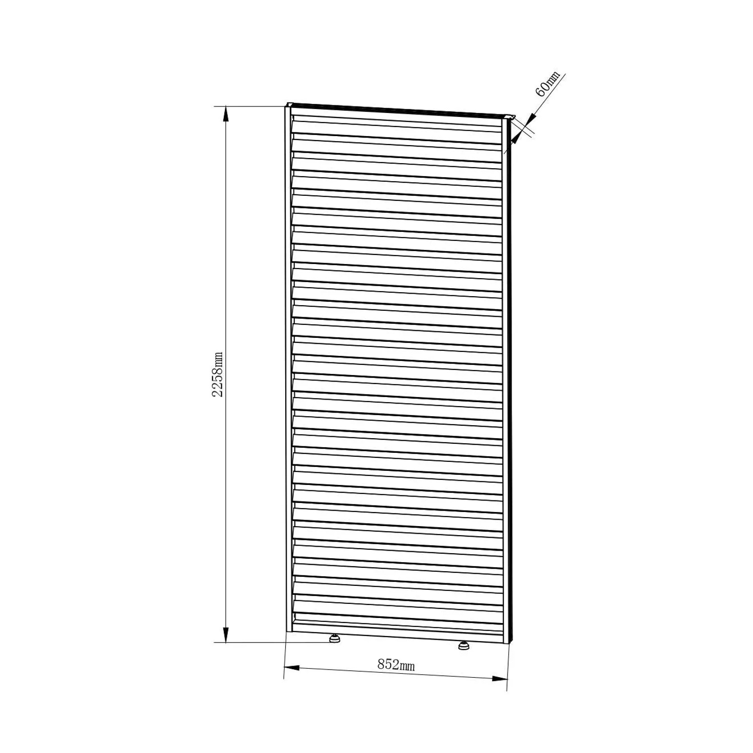 MWH FF-Eco-O Lamellenwand 85cm Anthrazit für Pergola. Technische Zeichnung mit Maßen für Privatsphäre & Stabilität.