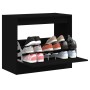 Schwarzer vidaXL Schuhschrank (80x42x69 cm) aus Holzwerkstoff mit Schuhen.